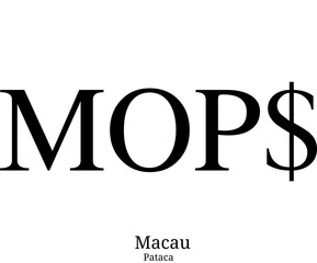 Black  Pataca currency symbol isolated on white background