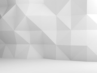 Abstract white interior background, low poly