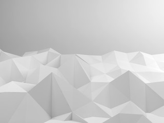 Abstract white interior with polygonal art