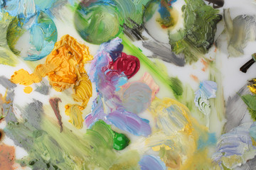 Fototapeta premium Palette with oil paint, for backgrounds or textures