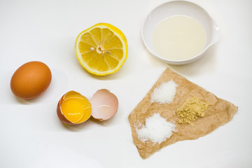 Ingredients for making homemade mayonnaise