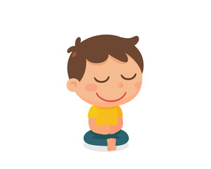 A kid's activity. Meditation. Flat character design.