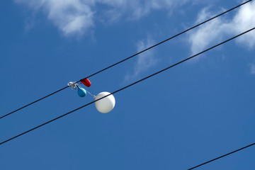 balloons caught on power line wires