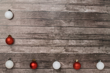 Fototapeta na wymiar Christmas background with red and white balls.