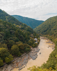 Fototapeta na wymiar Kyoto Mountain River Landscape 