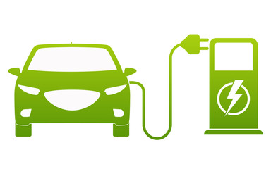 Electric car charging point icon vector