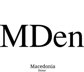 Black  Denar currency symbol isolated on white background