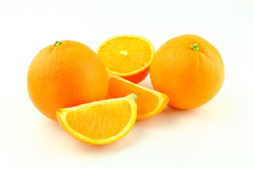 fresh orange fruits isolated on a white background