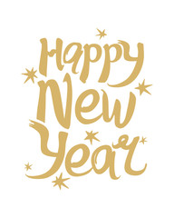 Happy New Year! Handwritten flat vector template for design.
