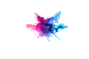 abstract powder splatted background. Colorful powder explosion on white background. Colored cloud....