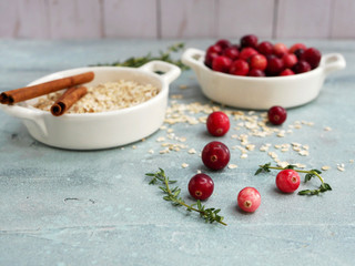 Cranberries, thyme and pie ingredients