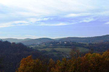 landscape of the village in autumn
