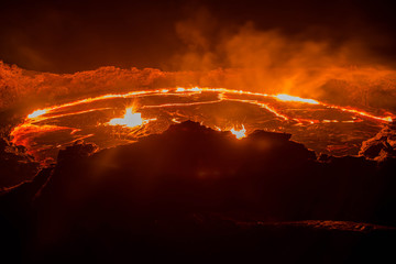 Ertale is the most active volcano of Ethiopia. This is one of the five famous volcanoes with a lava lake, as well as the world's only volcano, which has two lava lakes at once, which makes it unique.