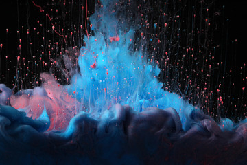 Acrylic colors in water. Ink blot. Abstract background.