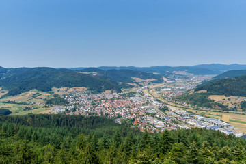 Fototapeta na wymiar Germany, Above black forest village Haslach im Kinzigtal in kinzig valley