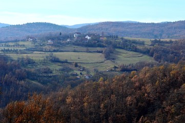 Naklejka premium landscape of the village in autumn 
