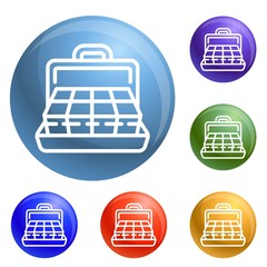 Money case icons set vector 6 color isolated on white background