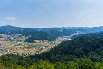 Germany, Above black forest village Hausach in kinzig valley
