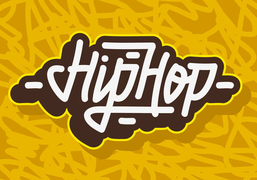 Hip Hop  Label Lettering Type Design. Vector Image.