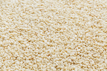 White sesame seeds background. Useful seeds for cooking