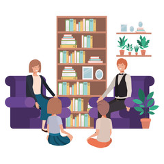 Obraz premium parents couple with children avatar character