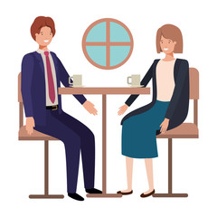 couple drinking coffee in the living room