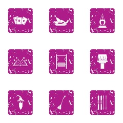 Magical intervention icons set. Grunge set of 9 magical intervention vector icons for web isolated on white background