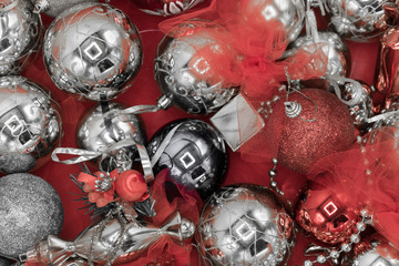 Cool christmas background with silver and red colors.