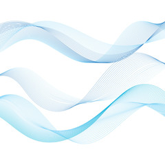 Blue beautiful vector wave linni on white background