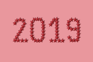 New year 2019 celebration A Happy New Year greetings with red stars