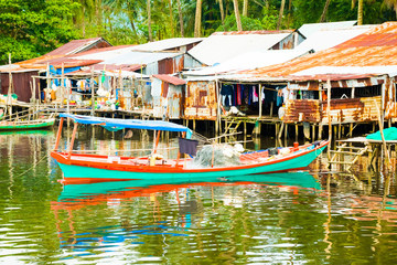 Fototapeta na wymiar Colorful tropical Fishing village on Phu Quoc Island in Vietnam