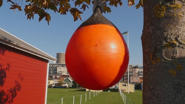 Buoy hanging in the fish cabin area in 4k.