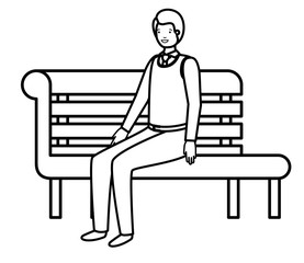 businessman sitting in park chair avatar character
