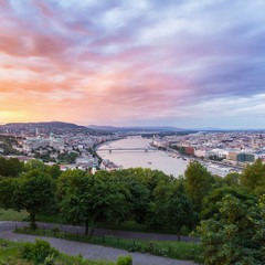 Fototapeta na wymiar Panoramic view of Budapest at dusk