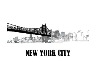 New York City skyline with american bridge