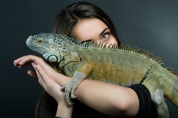 Perfect portrait sensual woman and dragon © s72677466