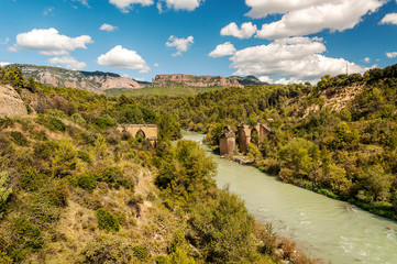 Fototapeta na wymiar River in Ainsa in the Pyrenees mountains