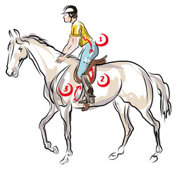 training Horse riding Equestrian sport  Jockey riding jumping horse