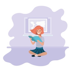 teenager girl sitting avatar character