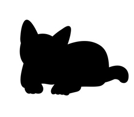 silhouette of the cat lies