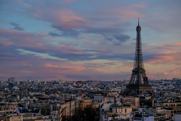 Fototapeta premium Eiffel Tower from Arc de Triumph by Sunset