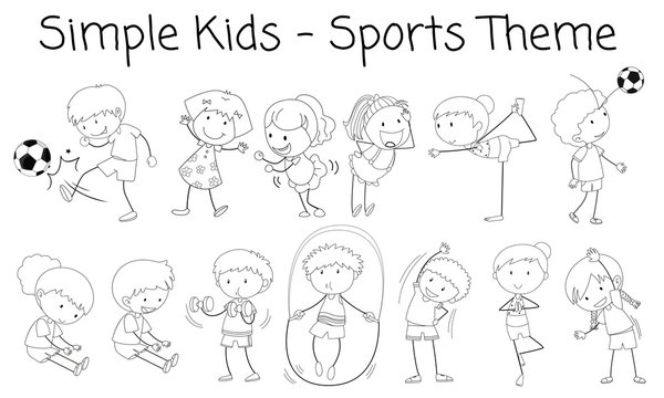 Set of doodle children character