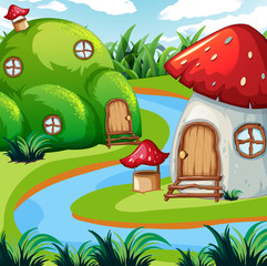 Enchanted mushroom house in nature