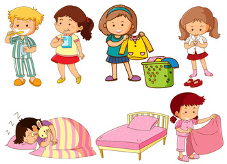 Plakat Set of cartoon kids character