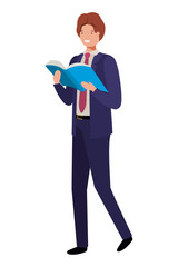 Obraz na płótnie Canvas young business man wit book avatar character