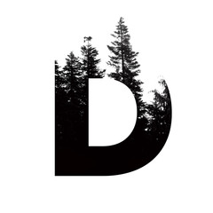 Letter D hipster wilderness font lettering. Outdoor adventure.