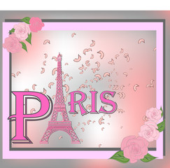 Fototapeta na wymiar Romantic background with Eiffel tower, illustration