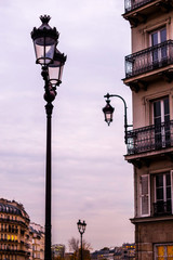 Fototapeta na wymiar Building in Paris by Sunset