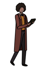 young business man with tablet avatar character