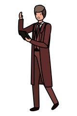 young business man with tablet avatar character